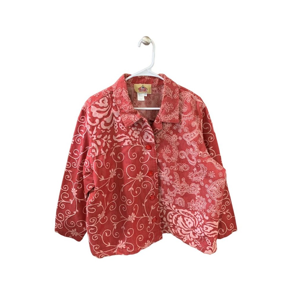 Barn Fly Vintage Womens Size 2X Button Up Jacket Coat Red Denim
